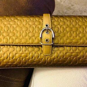 Coach Gold Leather Clutch